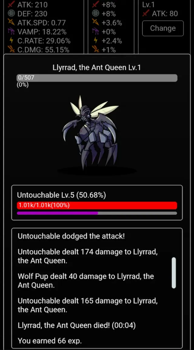 An enemy dodging an attack.