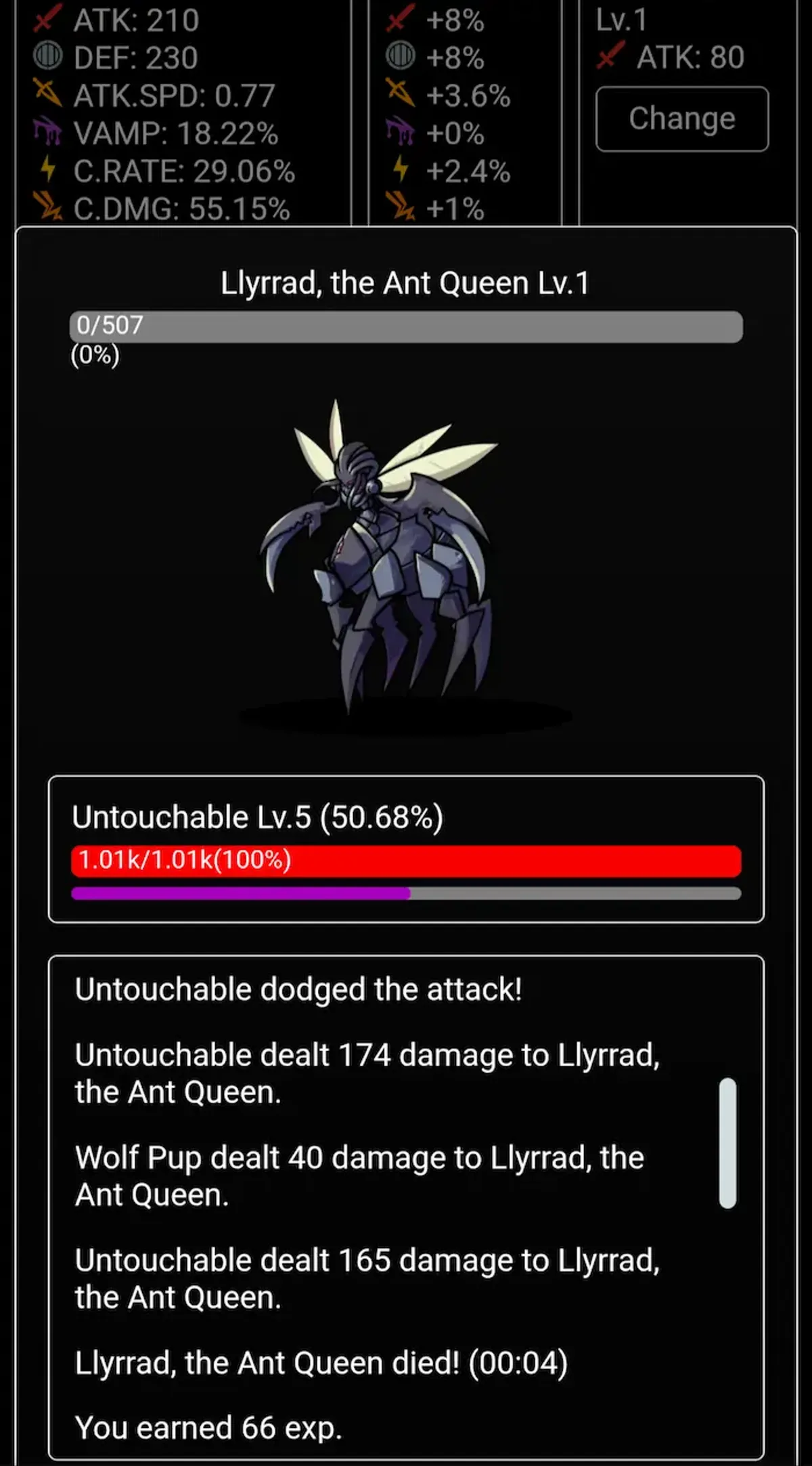 An enemy attack is dodged.