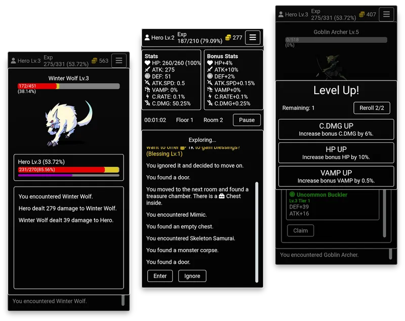 Screenshots of the game