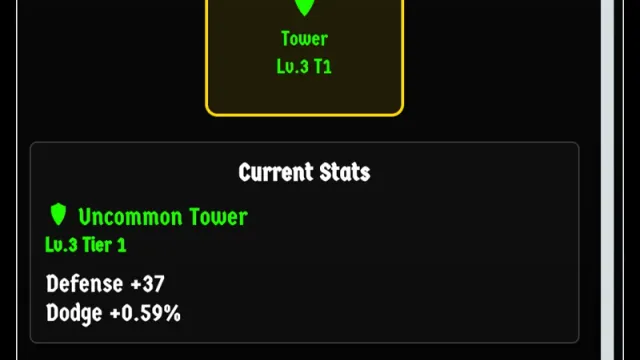 The Forge showing the Reroll Stats screen for an Uncommon Tower shield.